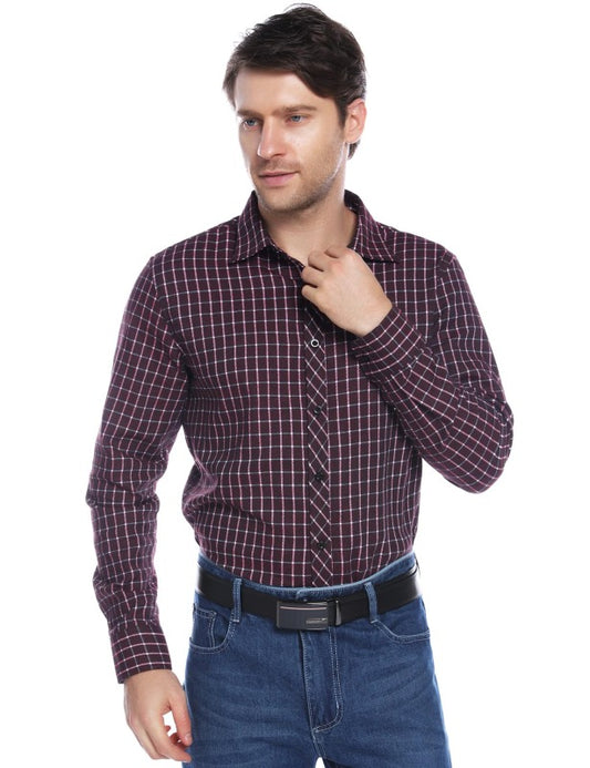 Zarmin Men's Small Plaid Fashion Long Sleeve Shirt