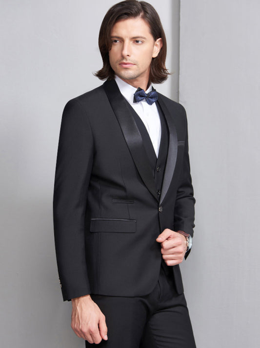 Zarmin Men's Business Formal Slim-fit Three Piece Suit