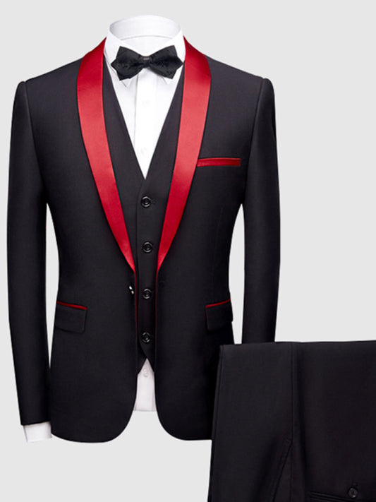 Zarmin Men's Business Formal Slim Fit Three Piece Suit
